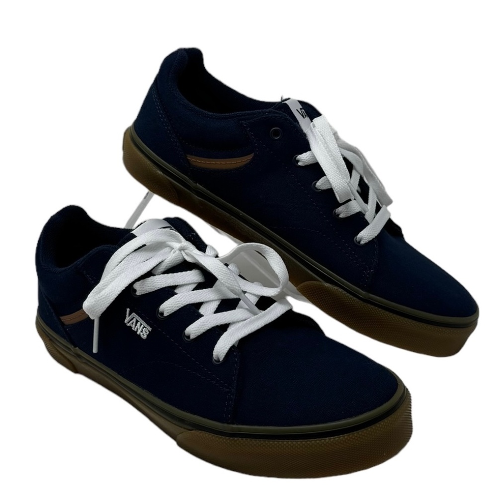 VANS Seldan Sneakers Low Top Kids Size Shoe Gum Dress Blues Canvas VN000CQULKZ